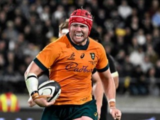 Oscar Allen celebrates a goal.