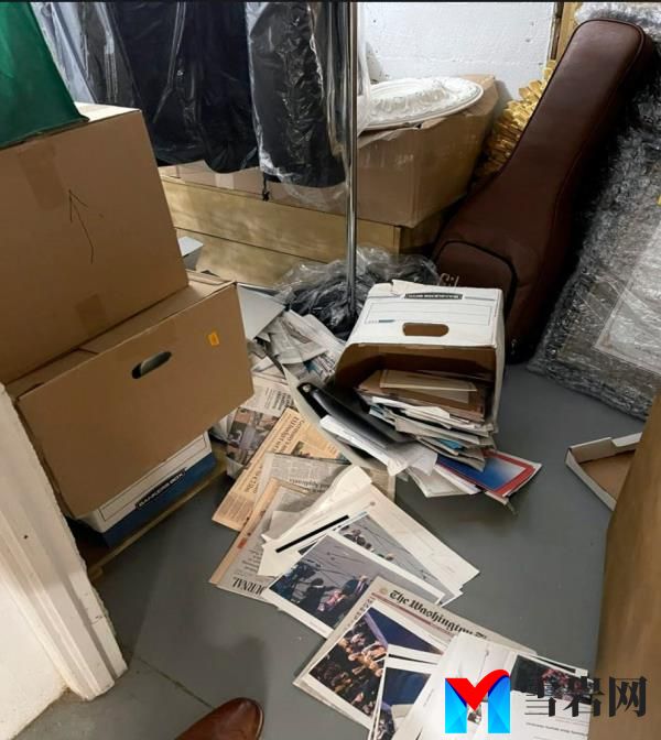This image, co<em></em>ntained in the indictment against former President Do<em></em>nald Trump, shows boxes of records on Dec. 7, 2021, in a storage room at Trump