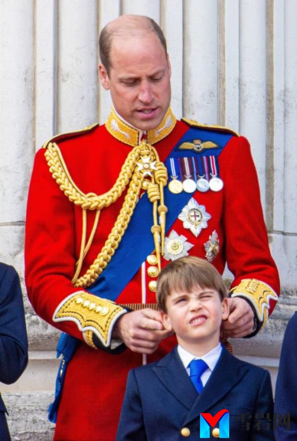 Prince William teases Prince Louis during a candid moment at the 2024 Trooping the Colour ceremony.