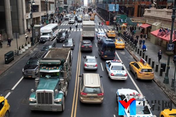Traffic traverses 42nd Street near Grand Central Terminal, in New York, Jan. 11, 2018