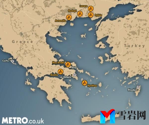 METRO GRAPHICS Greece Fire Map 2208