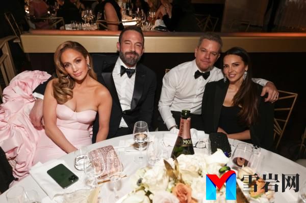 Jennifer Lopez, Ben Affleck, Matt Damon and Luciana Damon at the 2024 Golden Globe Awards