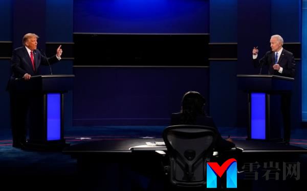 President Do<em></em>nald Trump, left, and Democratic presidential candidate former Vice President Joe Biden during the second and final presidential debate Oct. 22, 2020.