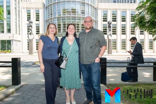 Maud Maron in blue shirt, Noah Harlan, and Deborah Alexander in green dress, plaintiffs in a lawsuit against CEC 14