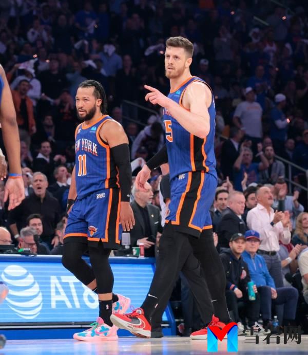 New York Knicks center Isaiah Hartenstein #55 reacting during the first quarter of the 2024 NBA Playoffs 2nd round game against Indiana Pacers at Madison Square Garden.