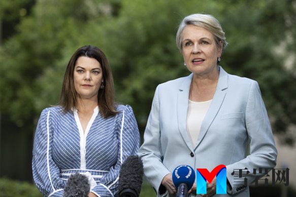 Enviro<em></em>nment and Water Minister Tanya Plibersek (right) and Greens Senator Sarah Hanson-Young announcing their deal on Monday.