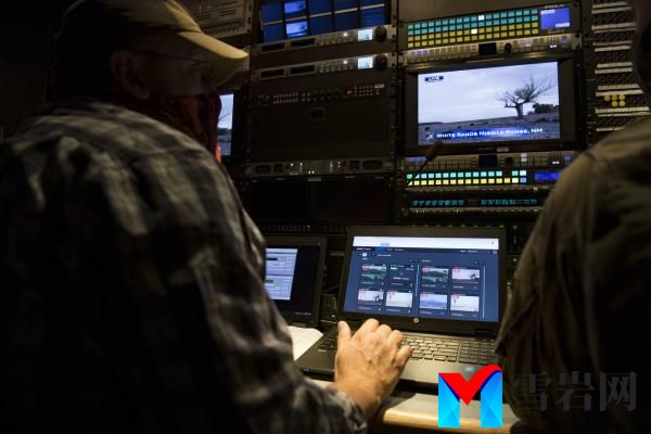 Jason Davis, a cyber technician from the 2nd Audiovisual Squadron, mo<em></em>nitors a live feed inside a production truck in support of the Advanced Battle Management System o<em></em>nramp 2 event in August 2020.